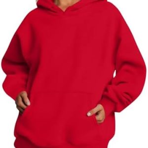 Women Plain Hoodies Fleece Fall Oversized Sweatshirts Red Large at Amazon Women’s Clothing store