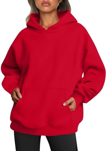 Women Plain Hoodies Fleece Fall Oversized Sweatshirts Red Large at Amazon Women’s Clothing store