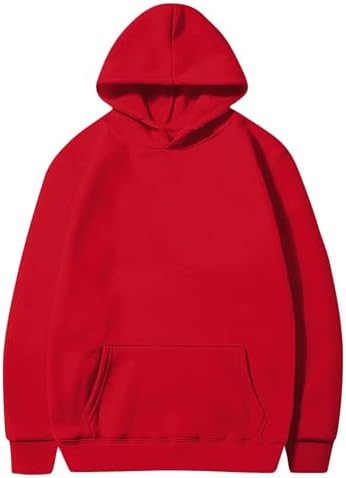 Women Plain Hoodies Fleece Fall Oversized Sweatshirts Red Large at Amazon Women’s Clothing store - Image 3